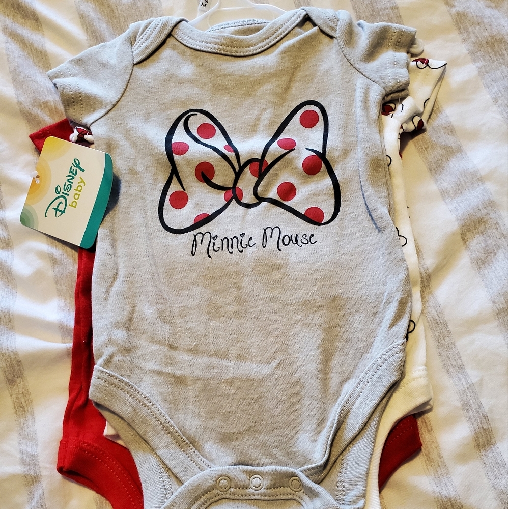 3  3-6 months Disney Baby Onesies NWT